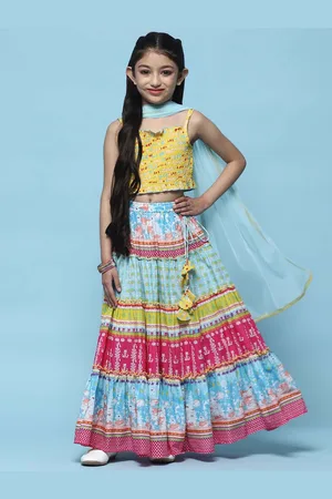 Biba Girls Printed Ready to Wear Lehenga & Blouse With Dupatta