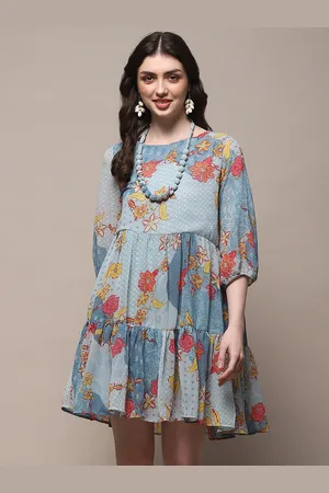 Biba Floral Printed Puff Sleeve A-Line Dress