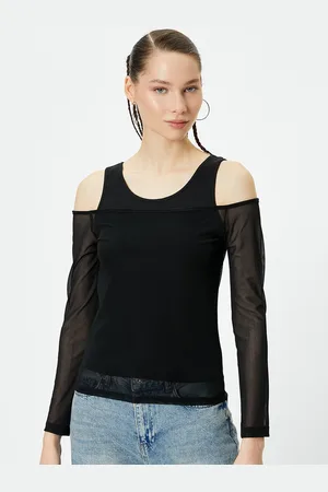Koton Women Hooded Drop-Shoulder Sleeves Pockets Slim Fit T-shirt
