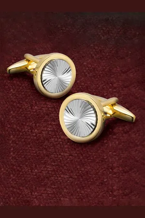 Peora Men 316L Stainless Steel Gold-Plated Classic Textured Cufflink