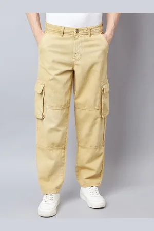 Style Quotient Men Relaxed Fit Mid Rise Clean Look Cotton Cargo Jeans