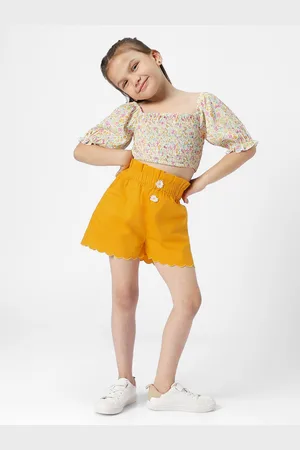 Nauti Nati Girls Printed Square Neck Smocked Top with Shorts