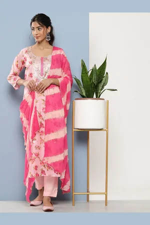 Divena World Floral Printed Gotta Patti Pure Cotton Kurta With Trouser & Dupatta