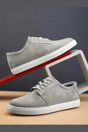 Mast & Harbour Men Light Grey Round Toe Massage Footbed Memory Foam Sneakers