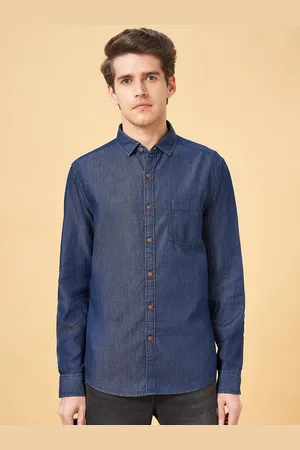 Pantaloons Spread Collar Long Sleeves Slim Fit Denim Casual Shirt