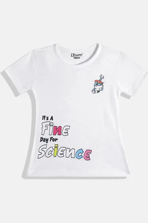 Eteenz Girls Premium Cotton Dexter & Typography Printed T-shirt