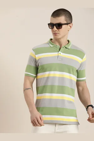 Moda Rapido Short Sleeves Striped Polo Collar T-shirt