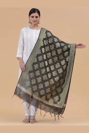 Banjara Ethnic Motifs Woven Design Zari Raw Silk Banarasi Dupatta