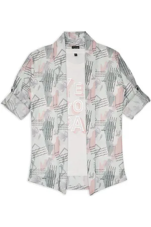 CAVIO Boys Printed Pure Cotton T-shirt with Shrug