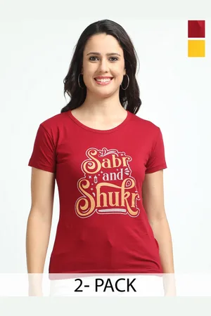 Fleximaa Women Typography 2 Printed Pure Cotton Applique T-shirt