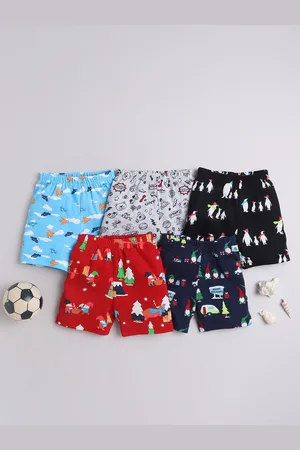 EIO Kids Pack Of 5 Printed Pure Cotton Shorts