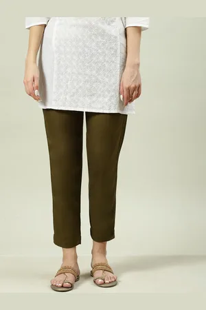 Biba Women Relaxed Straight Leg Mid-Rise Cropped Trouser