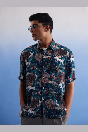 Vastramay Premium Conversational Printed Spread Collar Cotton Casual Shirt