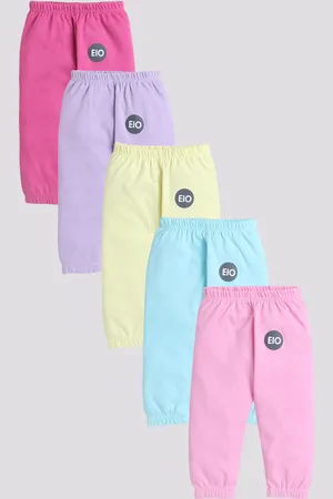 EIO Infants Kids Pack Of 5 Mid Rise Pure Cotton Joggers