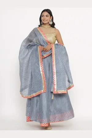 Kesarya Leheriya Printed Cotton Ready to Wear Lehenga & Unstitched Blouse With Dupatta