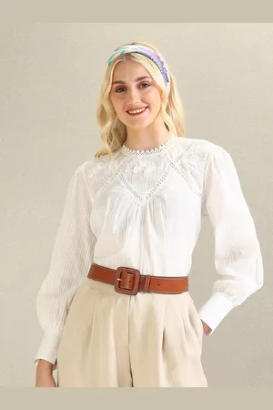 Ralph Lauren Lace Detail Round Neck Cotton Regular Top