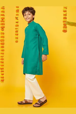 BonOrganik Boys Straight Pure Silk Kurta with Pyjamas