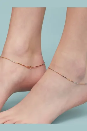 Zavya Women Set of 2 Rose Gold-Plated Sterling Silver Anklets