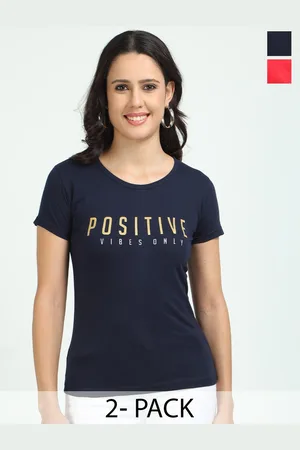 Fleximaa Women Typography 2 Printed Pure Cotton Raw Edge T-shirt