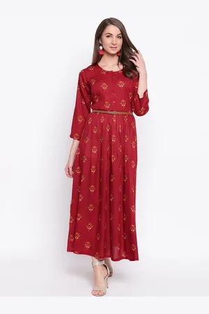 Mayra Ethnic Motifs Printed Maxi Dress With Belt
