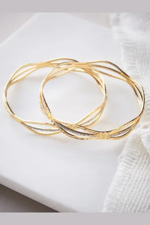 ATIBELLE Set Of 2 Gold Plated Artificial Stones Bangles