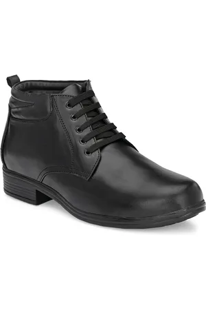 John Karsun Men Black Solid Leather Formal Derbys