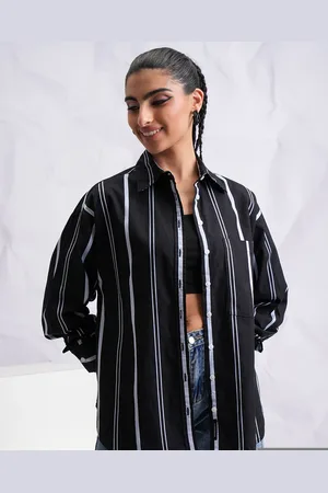 Tokyo Talkies Women Striped Oversize Boyfriend Fit Overshirt