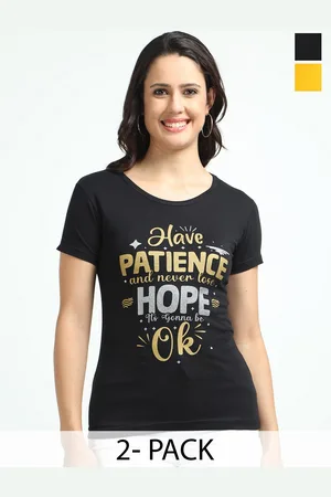 Fleximaa Women 2 Printed Pure Cotton Applique T-shirt