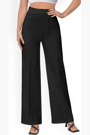 LULU & SKY Women Straight Fit Twill High-Rise Trousers