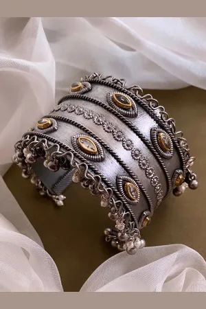 ATIBELLE Silver Plated Kundan German Silver Bangle