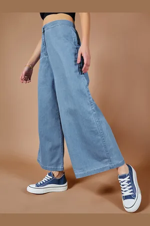 BAESD Women Wide Leg High Rise Clean Look Lightweight Denim Pants