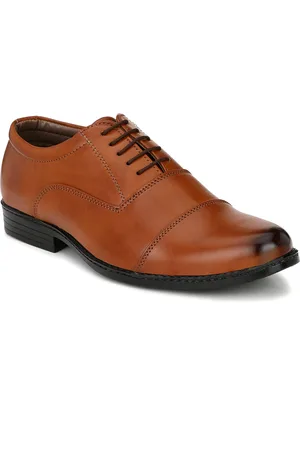 John Karsun Men Tan Brown Solid Synthetic Leather Formal Oxfords