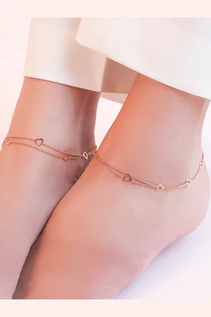 Zavya Women Set Of 2 Rose Gold-Plated 925 Sterling Silver Anklets