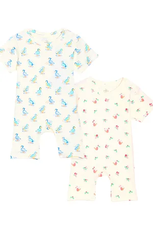 The Mom Store Infants Pack Of 2 Printed Cotton Rompers
