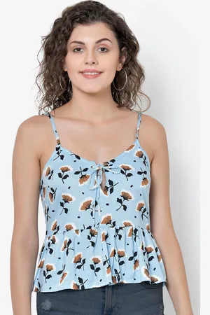 Martini Women Blue Printed Peplum Top
