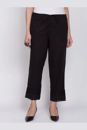 Biba Women Relaxed Straight Leg Straight Fit Cotton Cropped Trouser