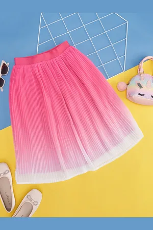 Pantaloons Girls Ombre Printed Pleated A-Line Skirt