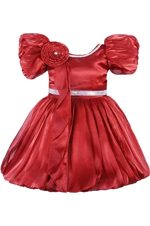Wish Karo Infant Girls Embellished Puff Sleeve Lace Fit & Flare Dress