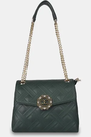ESBEDA Textured Structured Quilted Sling Bag With Chain Handle