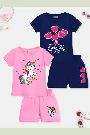 HERE&NOW Girls Pack Of 2 Printed Top With Shorts
