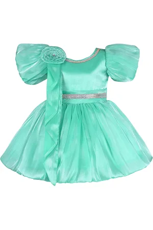 Wish Karo Infant Girls Embellished Puff Sleeve Lace Fit & Flare Dress