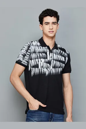 Lifestyle Men Typography Printed Polo Collar Slim Fit Cotton T-shirt