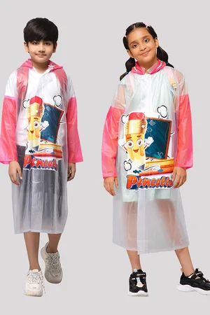 THE CLOWNFISH Toon Caper Kids Waterproof Adjustable Hood Extra Space Rain Jacket