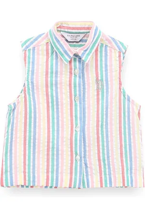 Ralph Lauren Girls Shirt Collar Striped Cotton Shirt Style Top
