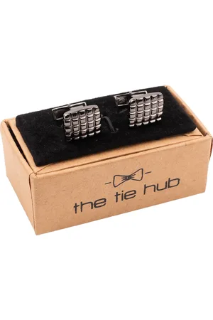 The Tie Hub Men Silver-Plated Textured Square Cufflink