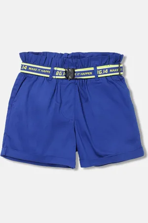 Blue Giraffe Girls Solid Regular Fit Pure Cotton Shorts