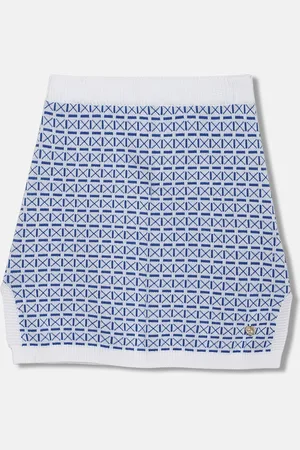 Blue Giraffe Girls Geometric Printed Pure Cotton Mini Skirt