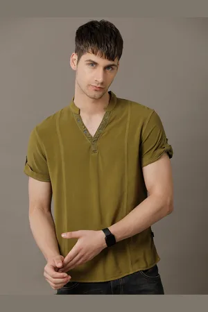 Identiti Men Slim Fit Mandarin Collar Casual Shirt