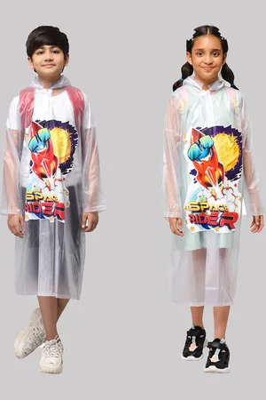 THE CLOWNFISH Toon Caper Kids Printed Hooded Waterproof Rain Jacket