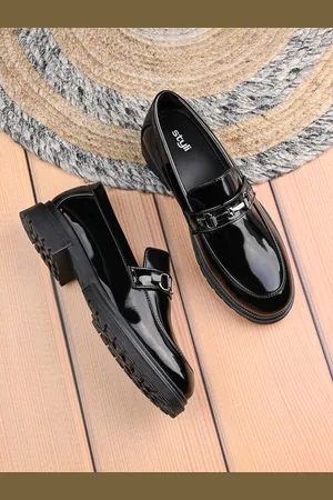 Styli Men Round Toe Formal Horse-Bit Detail Chunky Loafers